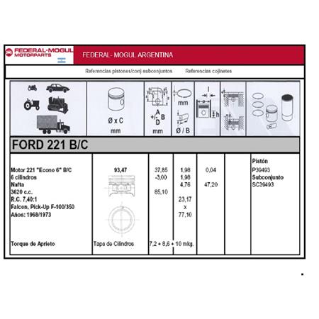 SUBCONJUNTO FALCON F-100 221 ECONO 6 B/C    40
